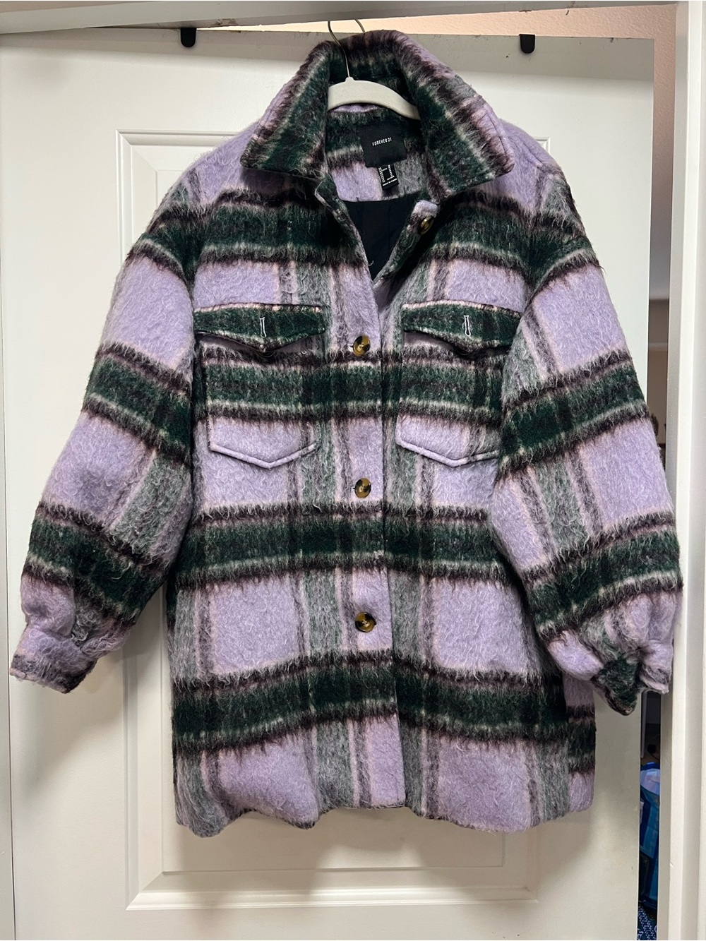 Forever21 Purple Plaid Wool Jacket